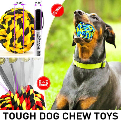 Dog Chew Toys for Aggressive Chewers, Dog Balls for Large Dogs, Heavy Duty Dog Toys with Tough Twisted, Dental Cotton Dog Rope Toy for Medium Dogs, 6 Pack Indestructible Chew Toys