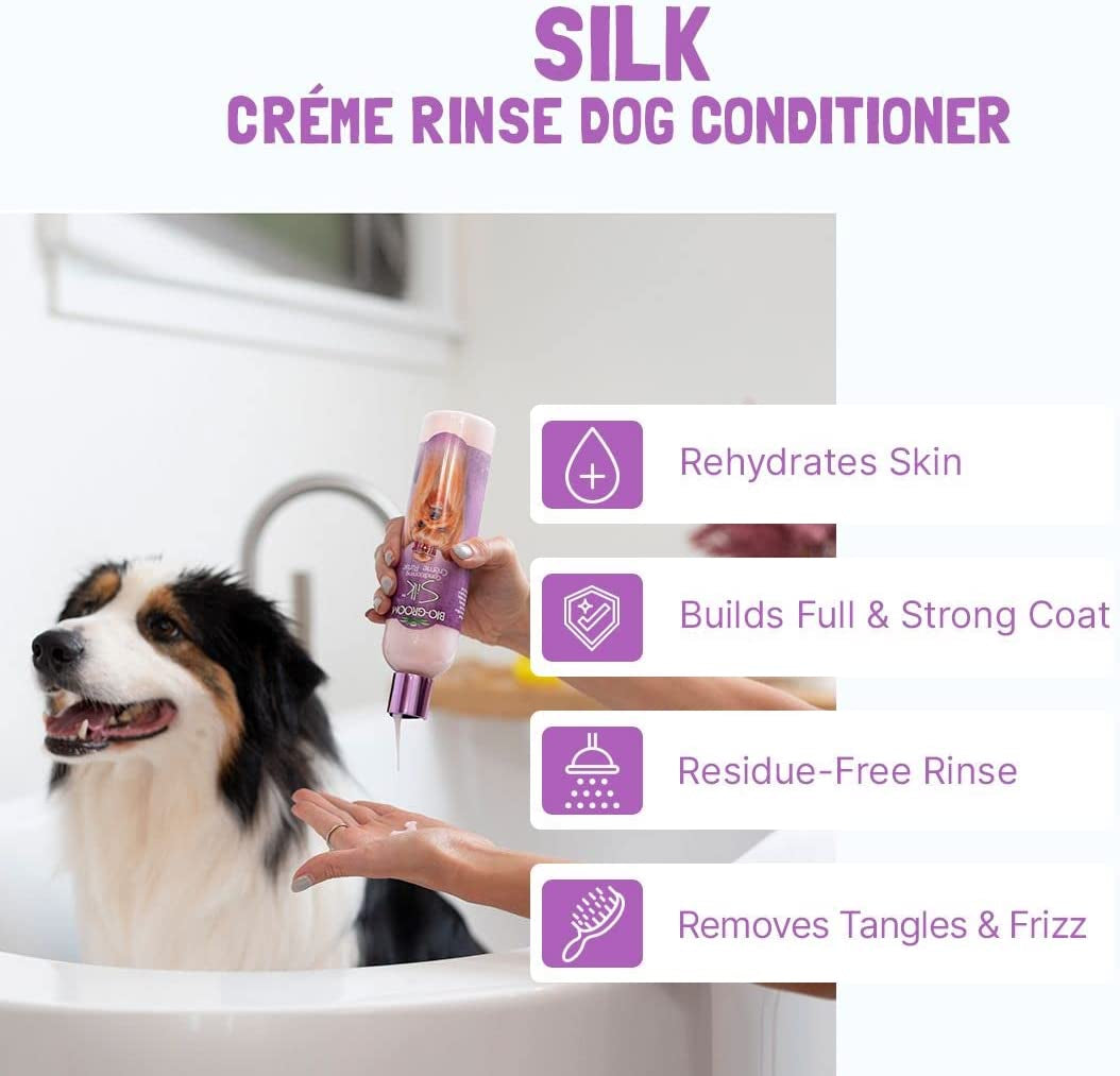 Silk Creme Rinse Dog Conditioner – Dog Bathing Supplies, Puppy Shampoo, Cat & Dog Grooming Supplies for Sensitive Skin, Cruelty-Free, Made in USA, Tearless Dog Products – 32 Fl Oz 1-Pack