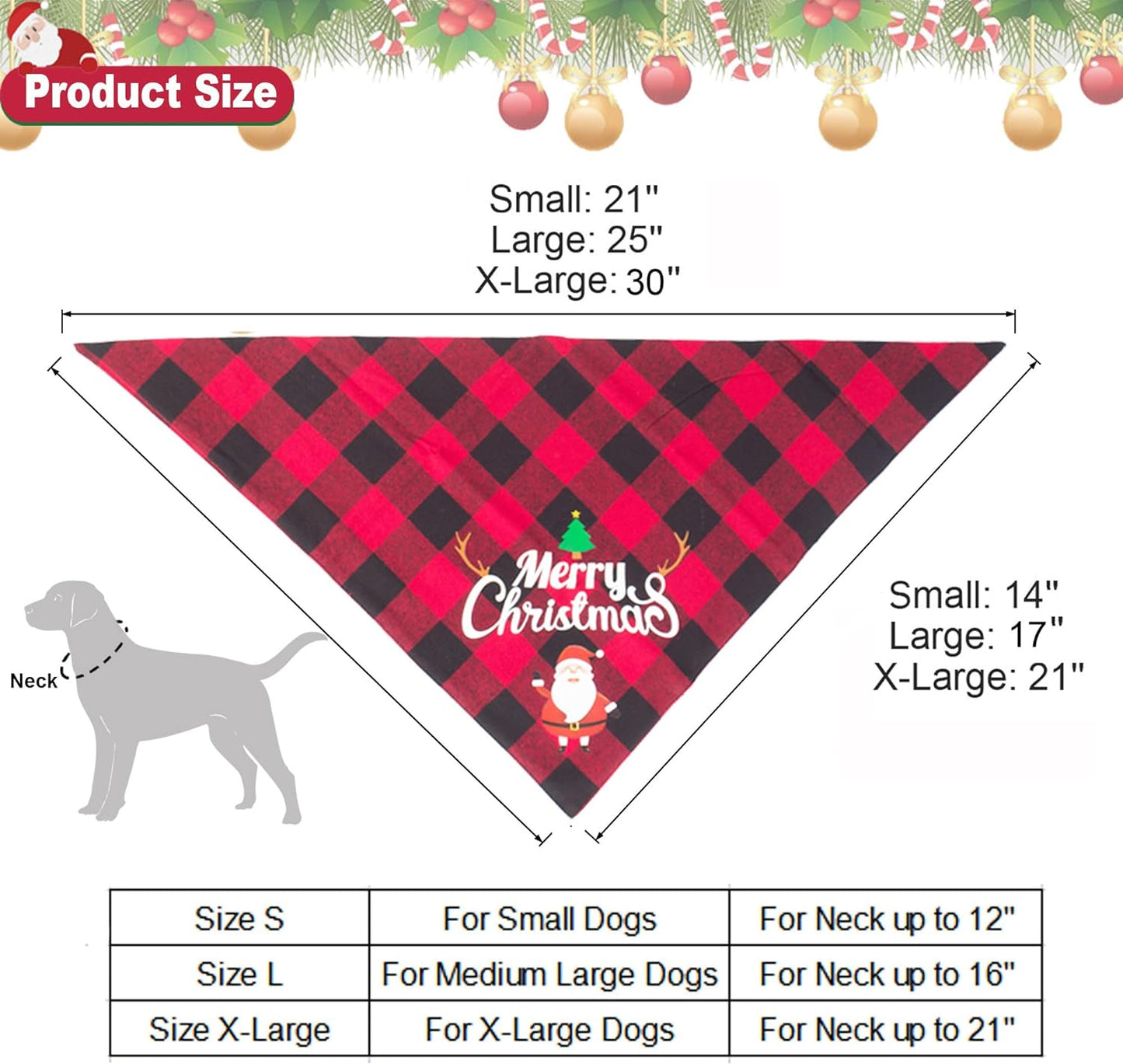 2 Pack Dog Bandana Christmas Classic Plaid Pet Scarf Triangle Bibs Kerchief Merry Christmas Santa Snowman Print Pet Bandana for Small Medium Large Dogs Cats Pets (Red & Red)