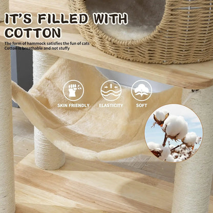 59" Big Modern Cat Tree Tower, Cat Tower Sisal-Covered Scratching Posts for Indoor Cats